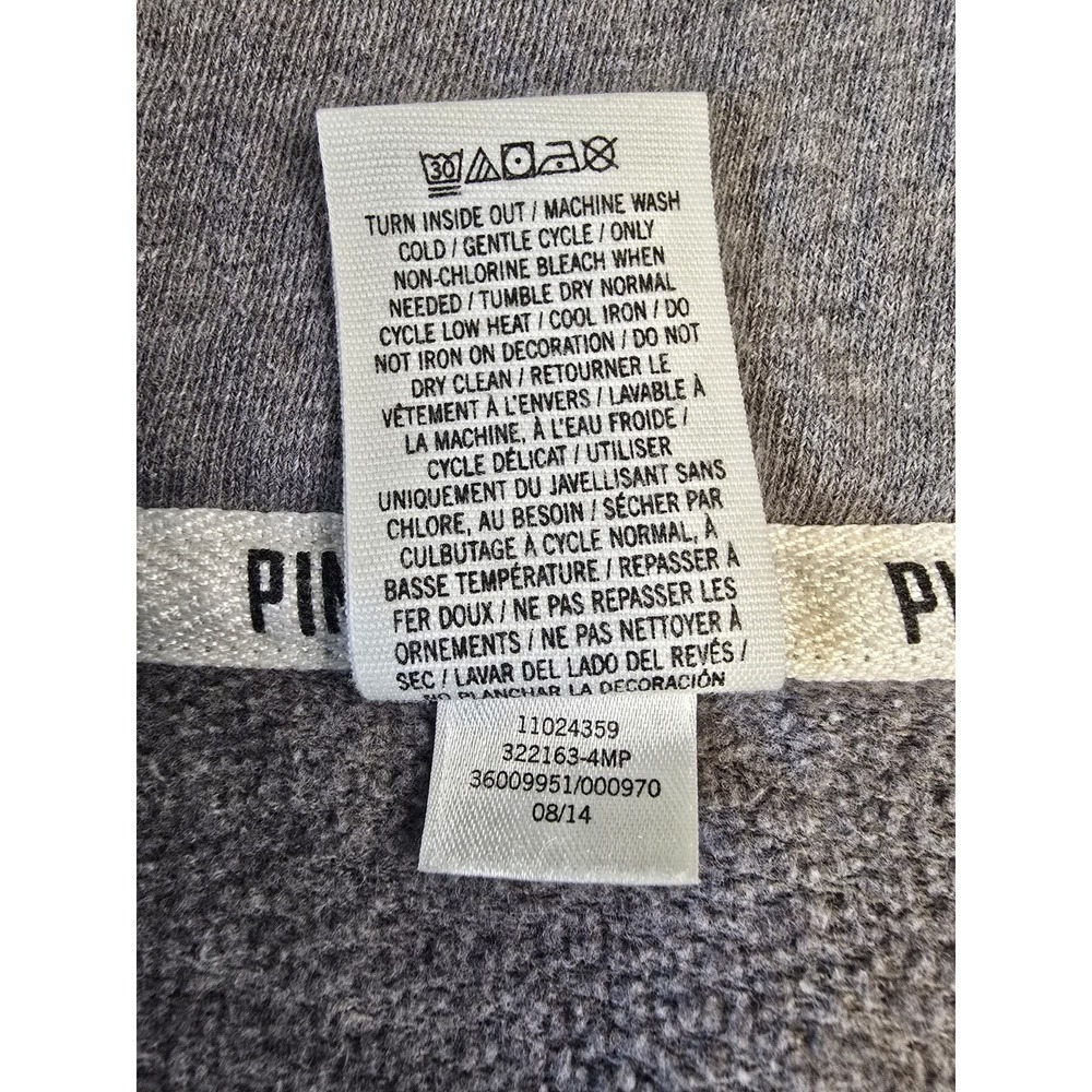 Victoria's Secret PINK Gray Quarter-Zip Pullover Sweatshirt - Large -‎ LOVE PINK - Picture 3 of 8